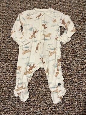 Gerber Cream Footed One-Piece with Brown Horse Print